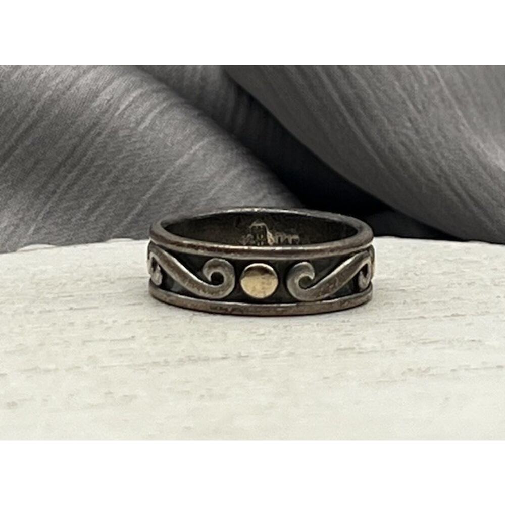 Retired James Avery 925 & 14k dot swirl ring 4.87G / Sz 6.5 / 6mm
